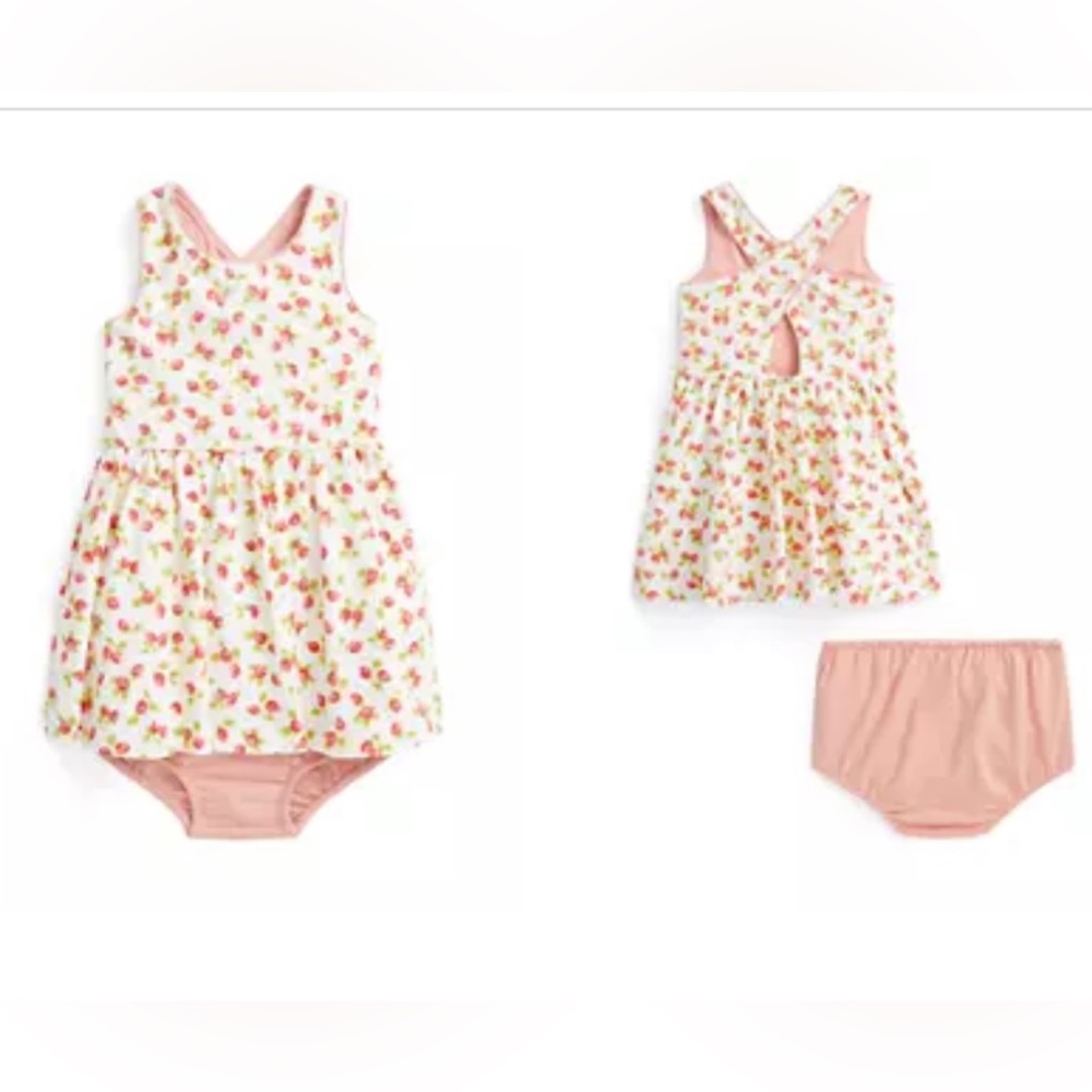 Ralph Lauren Baby Girls Strawberry Jersey Dress & Bloomer